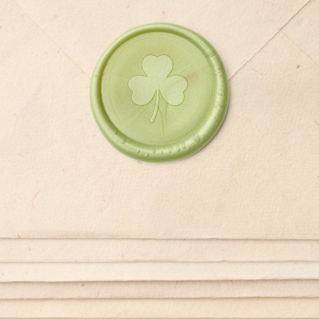 Three Leaf Clover Greenery Wax Seal Sticker (Front)