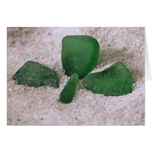 Three Leaf Clover Sea Glass Cards (Front Horizontal)