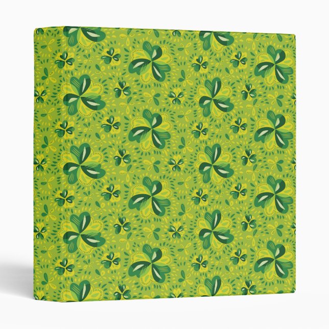 Three Leaf Clovers Decorative Pattern 3 Ring Binder (Front/Spine)