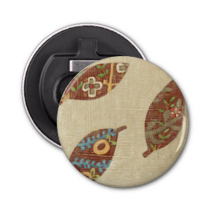 Three Leaves on Linen Texture Background Bottle Opener