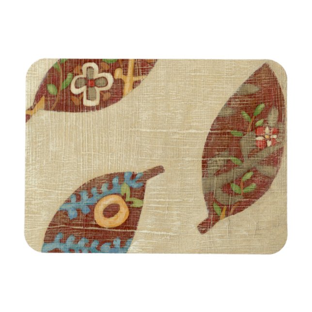 Three Leaves on Linen Texture Background Magnet (Horizontal)