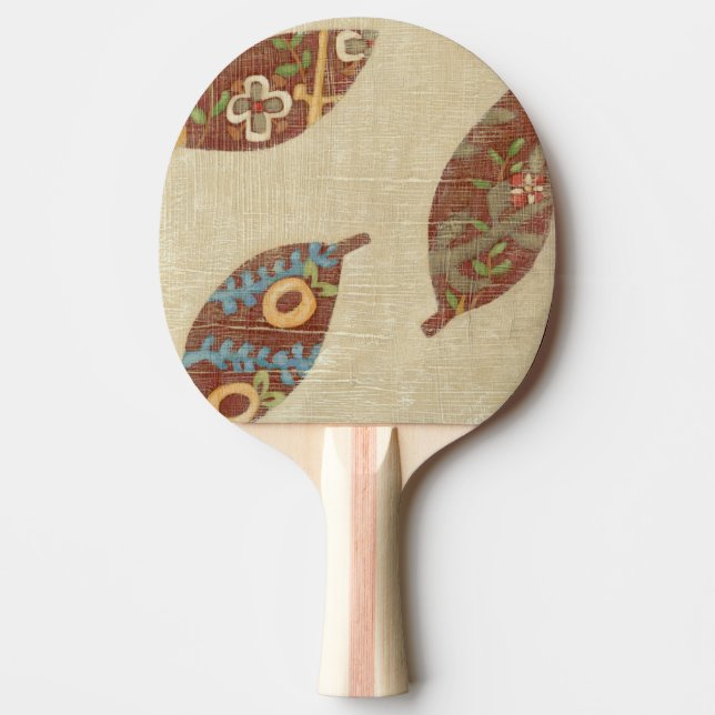 Three Leaves on Linen Texture Background Ping-Pong Paddle (Front)