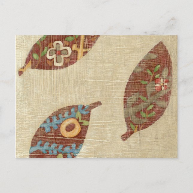 Three Leaves on Linen Texture Background Postcard (Front)