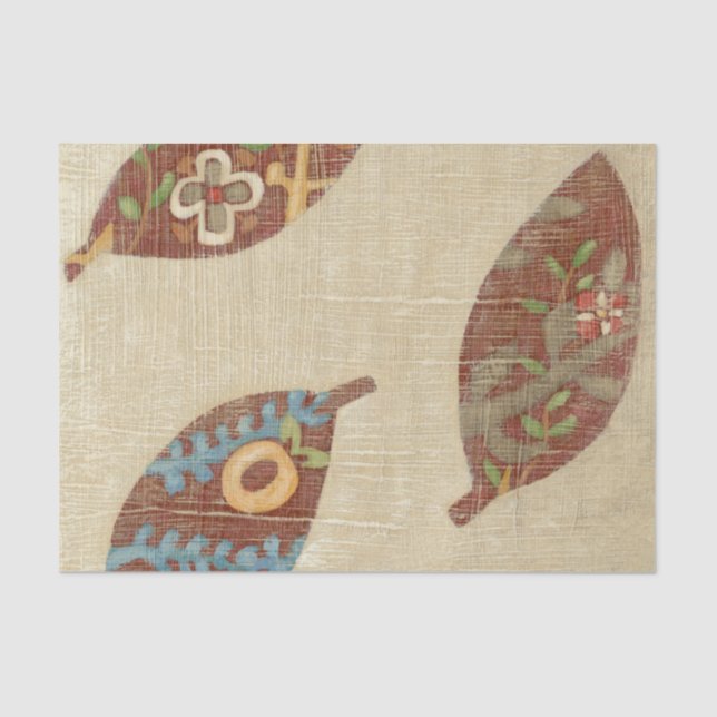 Three Leaves on Linen Texture Background Tissue Paper (Front)