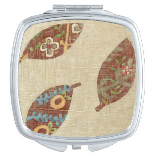 Three Leaves on Linen Texture Background Vanity Mirror