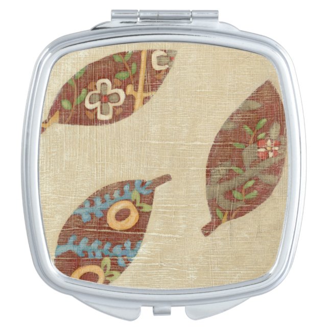 Three Leaves on Linen Texture Background Vanity Mirror (Front)