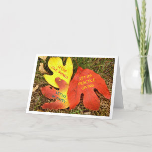 THREE LEAVES WITH THANKSGIVING SENTIMENT HOLIDAY C CARD