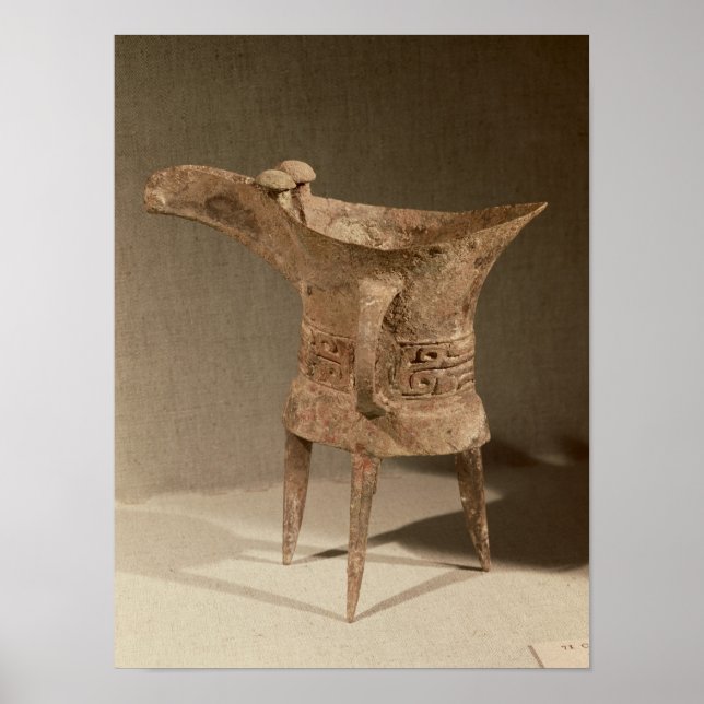 Three-legged 'chueh' vessel for heating wine poster (Front)