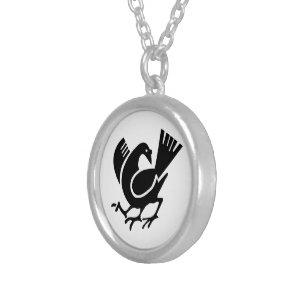 Three Legged Crow Silver Plated Necklace