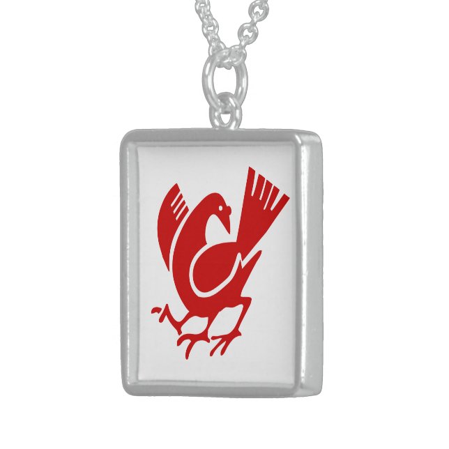 Three Legged Crow Sterling Silver Necklace (Front Right)