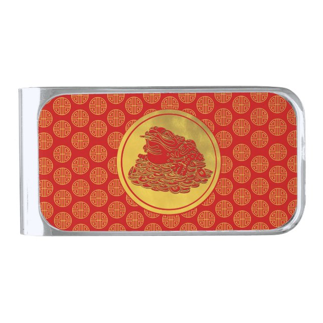 Three Legged Lucky Money Frog Feng-shui Silver Finish Money Clip (Front)