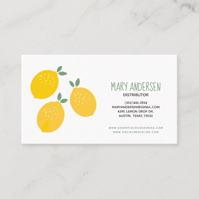 Three Lemons Essential Oil Business Card (Front)