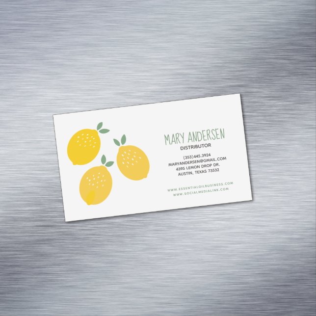 Three Lemons Essential Oil Business Card Magnet (In Situ)