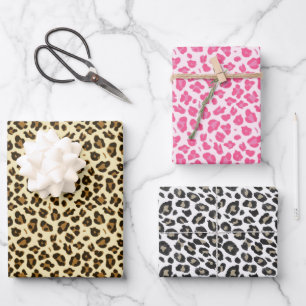 Three Leopard Prints Wrapping Paper Sheets