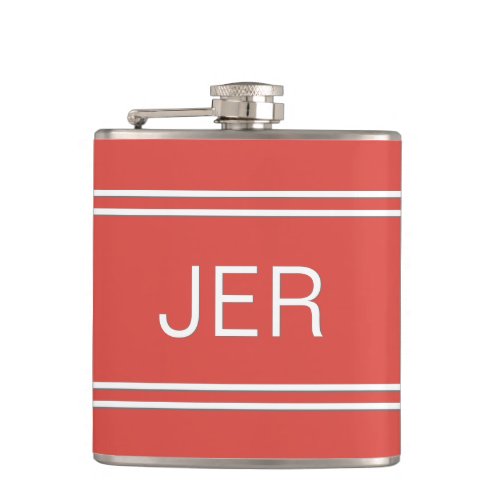 Three Letter Initials Monogrammed Drink Red Flask