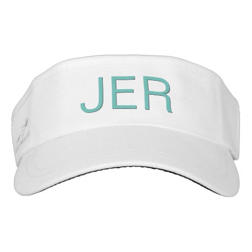 Three Letter Initials Monogrammed Teal Sports Golf Visor