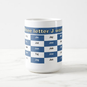 Three letter J words for crosswords or word games Coffee Mug
