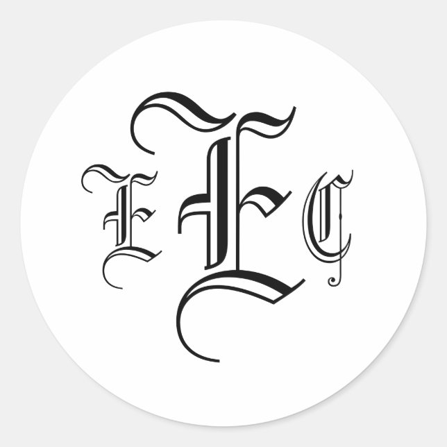 Three Letter Monogram Black & White Envelope Seal (Front)
