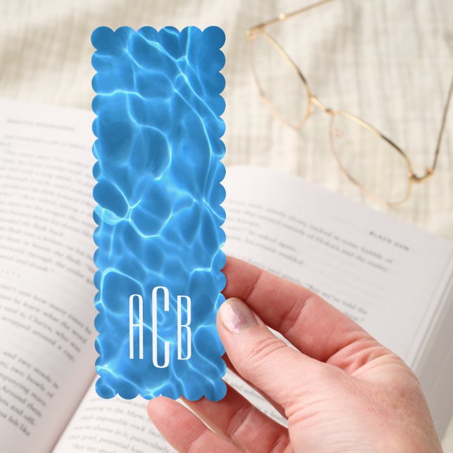 Three Letter Monogram Blue Swimming Pool Photo Bookmarks (Hand)