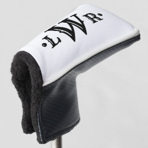 Three Letter Monogram Custom Elegant Black & White Golf Head Cover