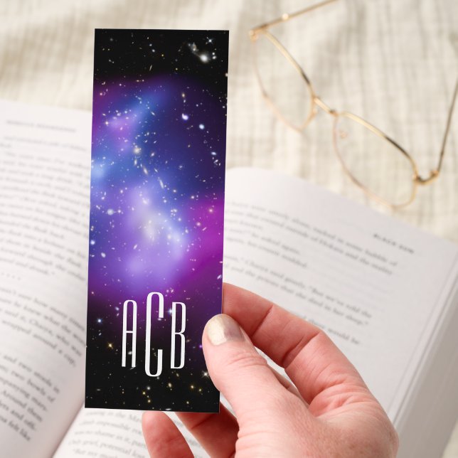 Three Letter Monogram Purple Celestial Photo Bookmarks (Hand)