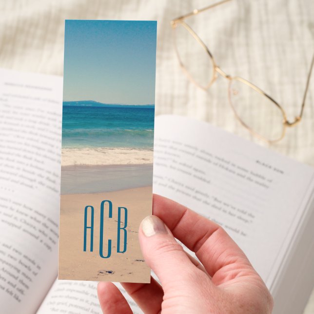 Three Letter Monogram Vacation Beach Photo Bookmarks (Hand)
