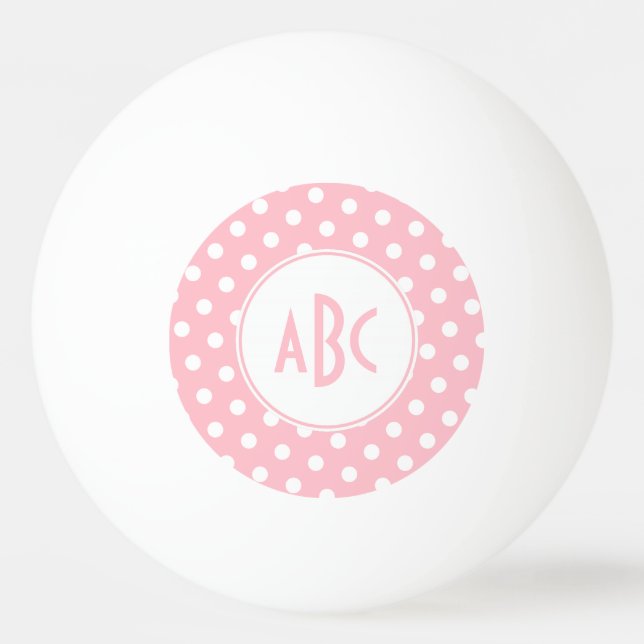 Three Letter Pink and White Polka Dots Monogram Ping-Pong Ball (Front)