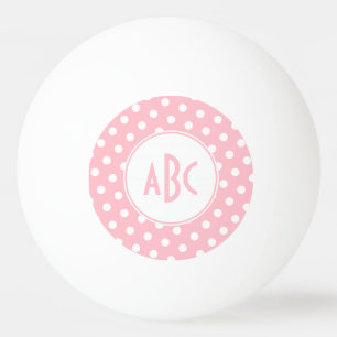 Three Letter Pink and White Polka Dots Monogram Ping-Pong Ball
