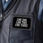 Three Lines of Custom Text - Black and White Patch<br><div class="desc">A classic employee name patch in black and white with a simple design that you can add the employee name for a work shirt or hat. Or you can add 3 lines of text - name and title. Add your own saying to this completely custom essential item.</div>