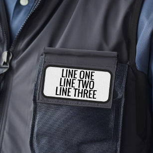 Three Lines of Custom Text - Black and White Patch