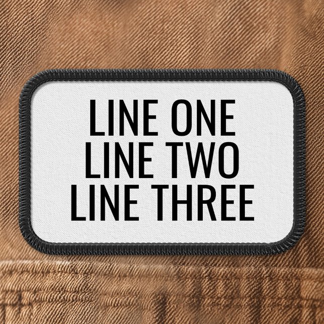 Three Lines of Custom Text - Black and White Patch (Custom Patch with 3 Lines of Text)