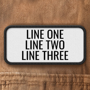 Three Lines of Custom Text - Black and White Patch