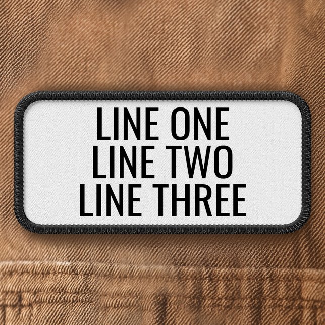Three Lines of Custom Text - Black and White Patch (Patch with 3 lines of text)