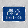 Three Lines of Custom Text - Blue and White Patch