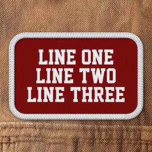 Three Lines of Custom Text - Burgundy White Serif Patch