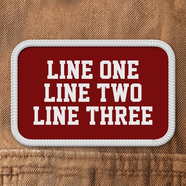 Three Lines of Custom Text - Burgundy White Serif Patch (Custom Patch with 3 Lines of Text)