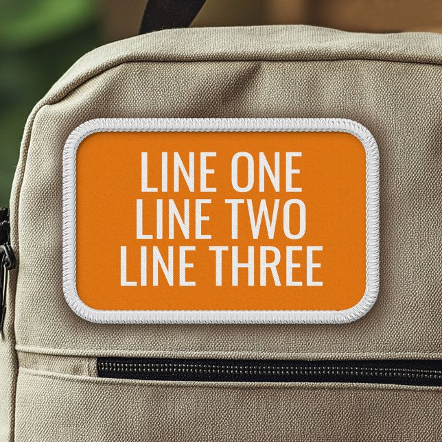 Three Lines of Custom Text - Orange and White Patc Patch (Custom Patch with 3 Lines of Text)