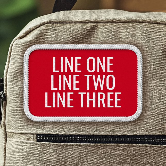 Three Lines of Custom Text - Red and White Patch (Custom Patch with 3 Lines of Text)