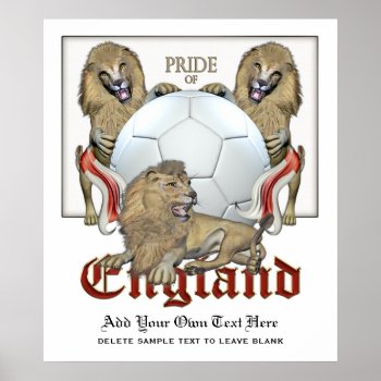 Three Lions Pride Of England Football Poster by EnglishTeePot at Zazzle