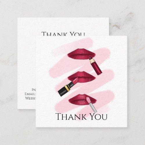 Three Lips In Magenta _ Lip Makeup Art Thank You Square Business Card