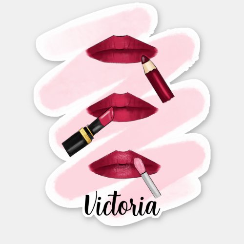 Three Lips in Magenta _ Trio Lip Product Art Sticker