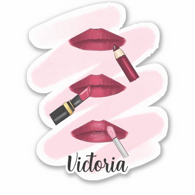 Three Lips in Magenta - Trio Lip Product Art Sticker (Front)