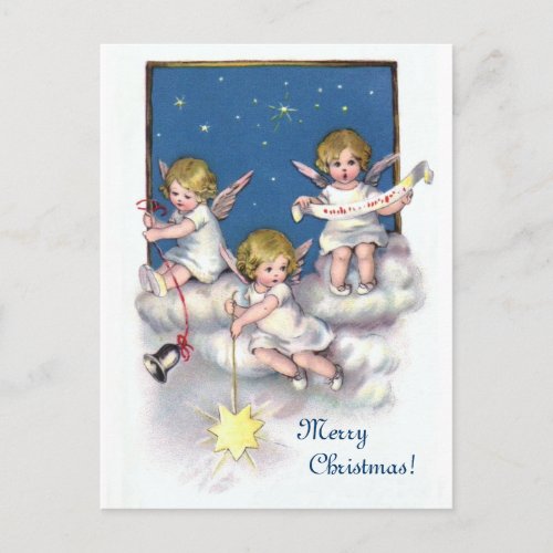 Three Little Angels Holiday Postcard