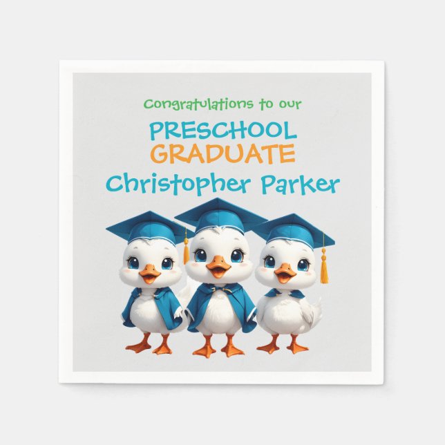 Three Little Baby Geese Graduation Party Napkins (Front)