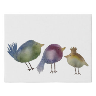 Three Little Birds, Watercolor Faux Canvas Print