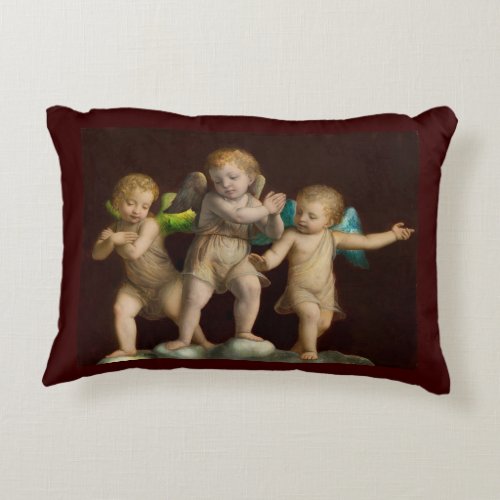 Three Little Cherubs or Angels Decorative Pillow