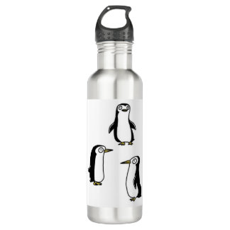 three little cute penguin stainless steel water bottle