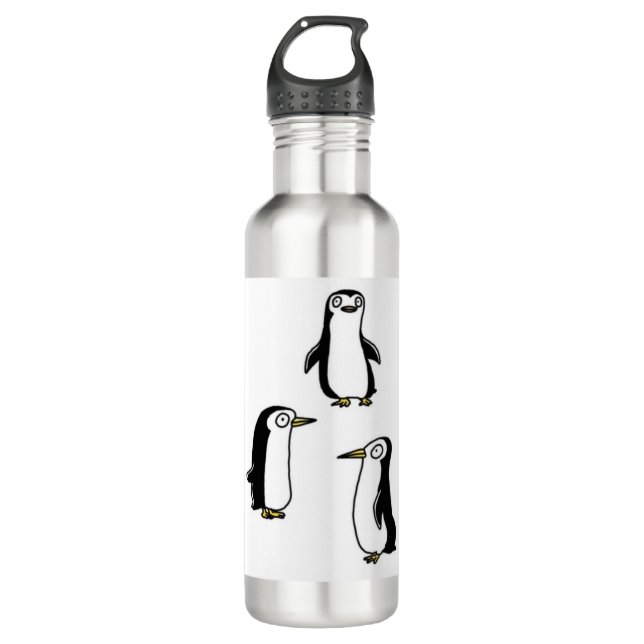 three little cute penguin stainless steel water bottle (Front)