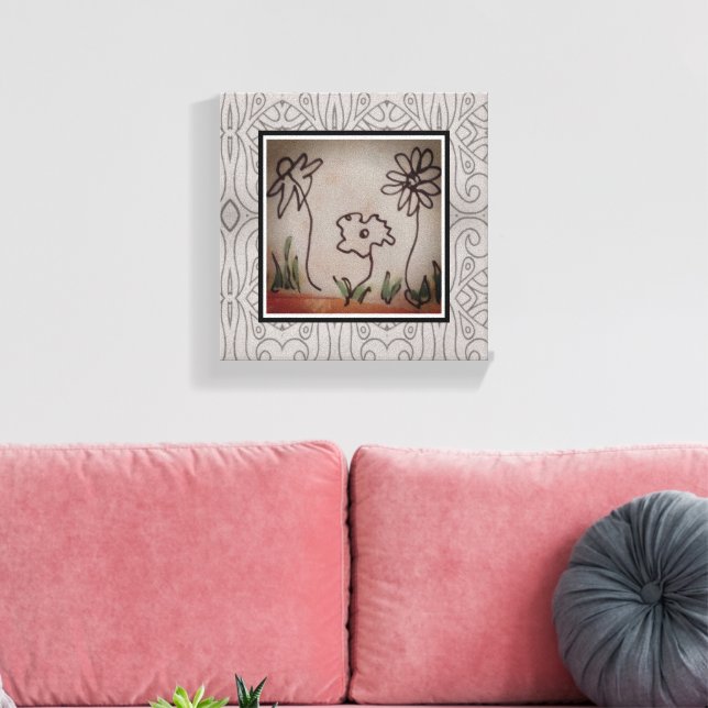 Three Little Flowers Santelmo Canvas Print (Insitu(LivingRoom))