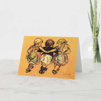Three Little Girls - best Friends - Greeting Card